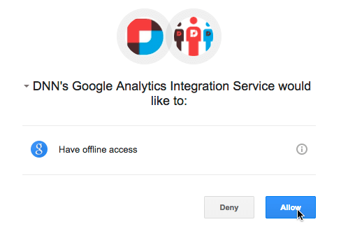 Google Analytics - authorization window