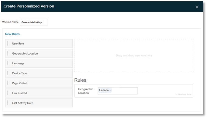 Evoq content personalization via geographic location