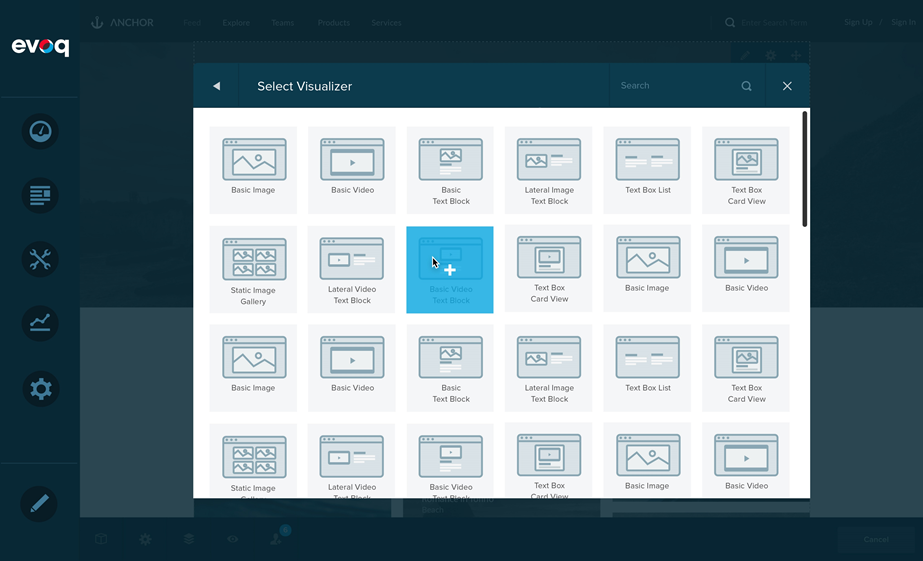 Select a visualizer in Evoq