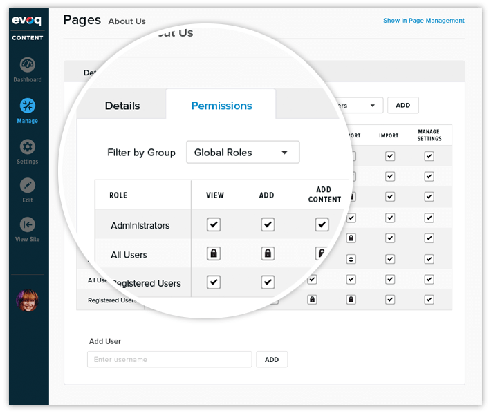 Evoq security roles