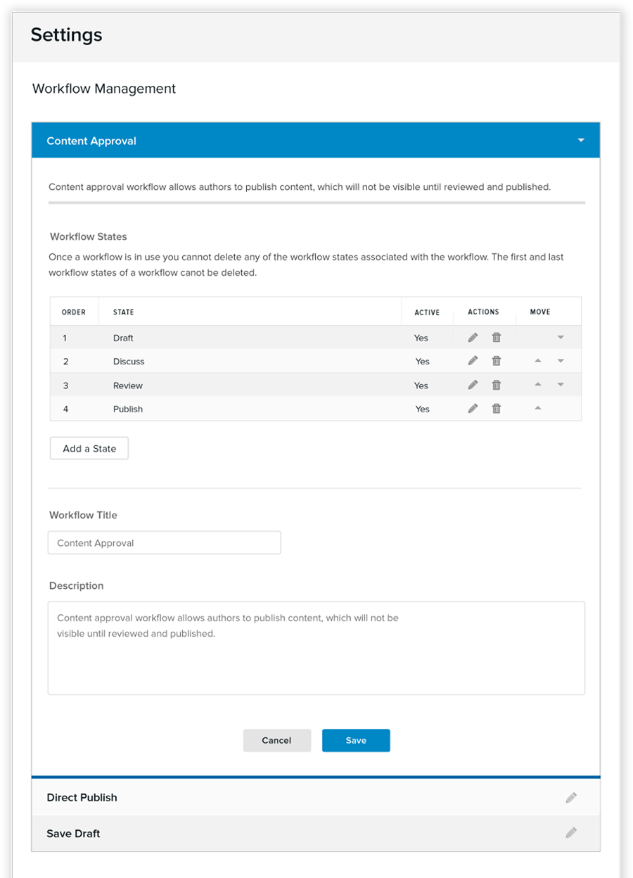 workflow in Evoq