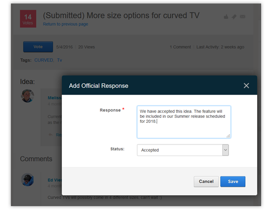 Evoq moderation tool - add official response