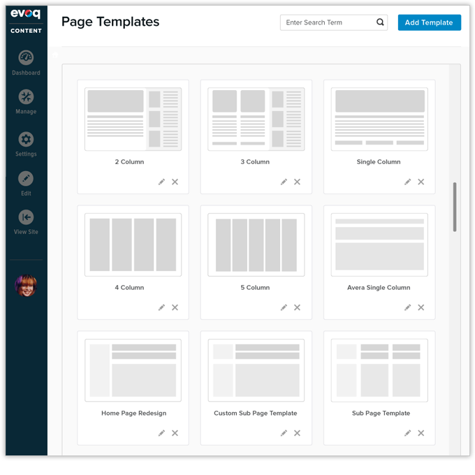 available page templates