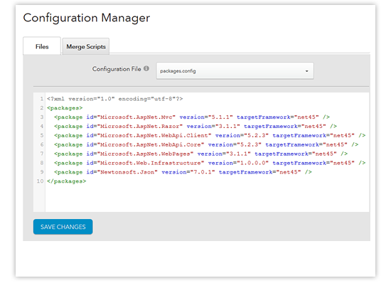 configuration manager - packages.config