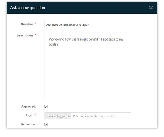 Content tagging in Evoq's Answers module