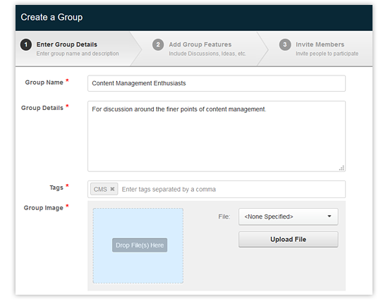 create a group in Evoq