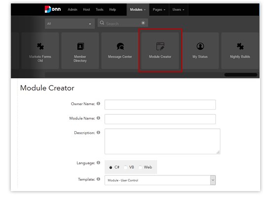 evoq module creator