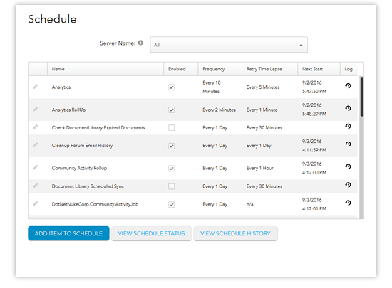 scheduler - list of scheduled tasks