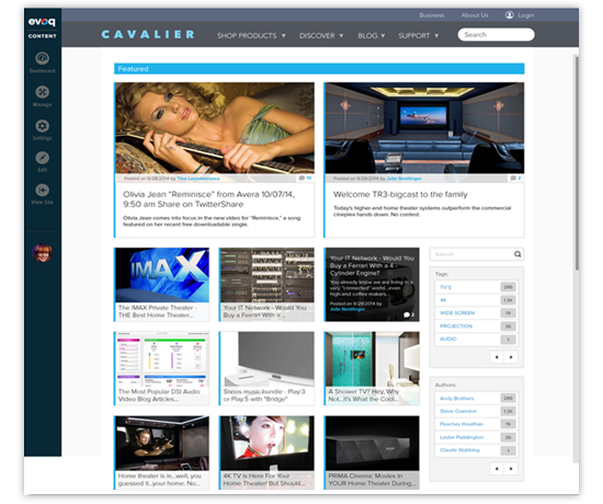 Evoq Publisher: front page view