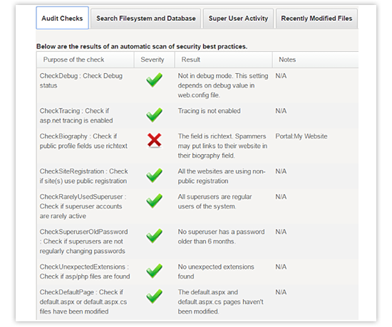 security analyzer - audit checks