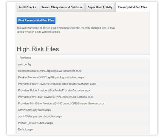 security analyzer - modified files