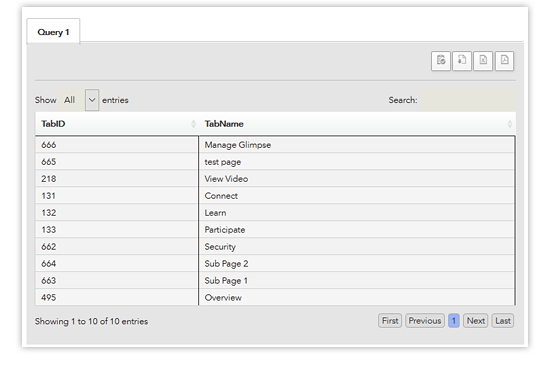 sql query results