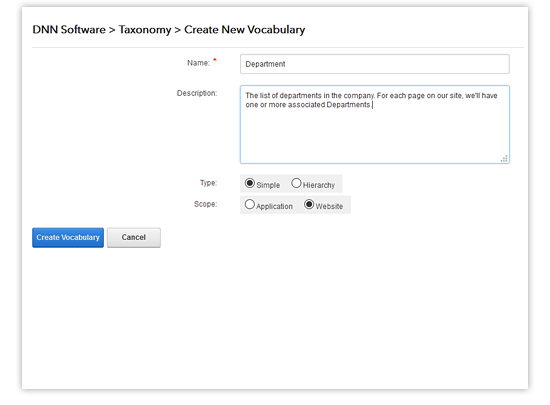 taxonomy - create new vocabulary