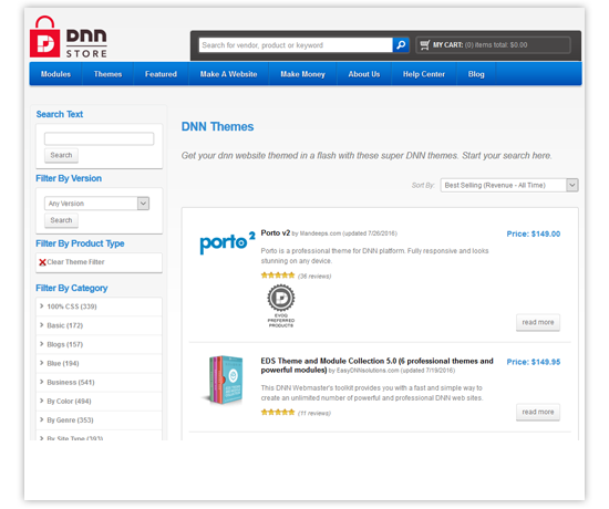 themes for sale in the DNN Store